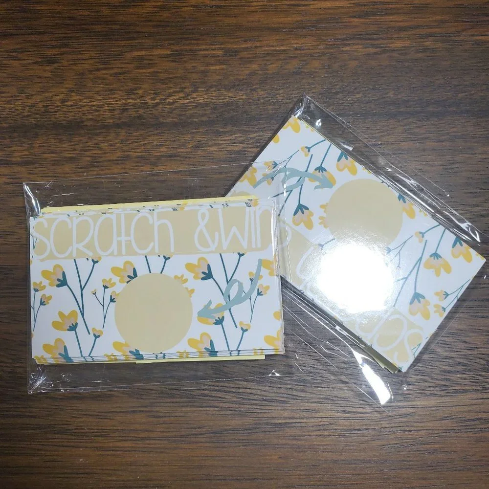 Scratch & Win-Thank You Cards- Party-Shower-Yellow Flowers - 40 Cards